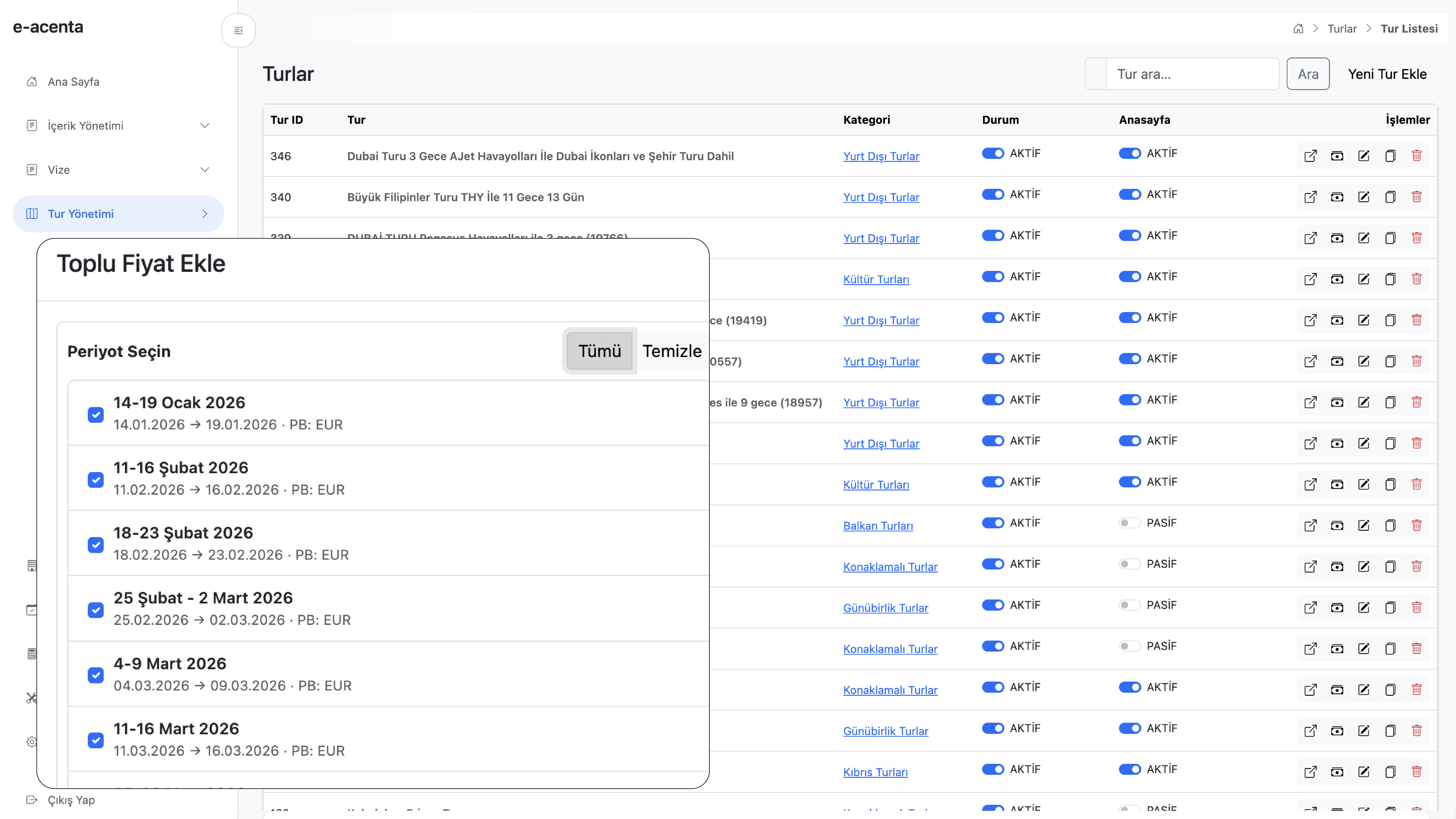 Turlar Modülü ile Tur Eklemek Artık Çok Kolay