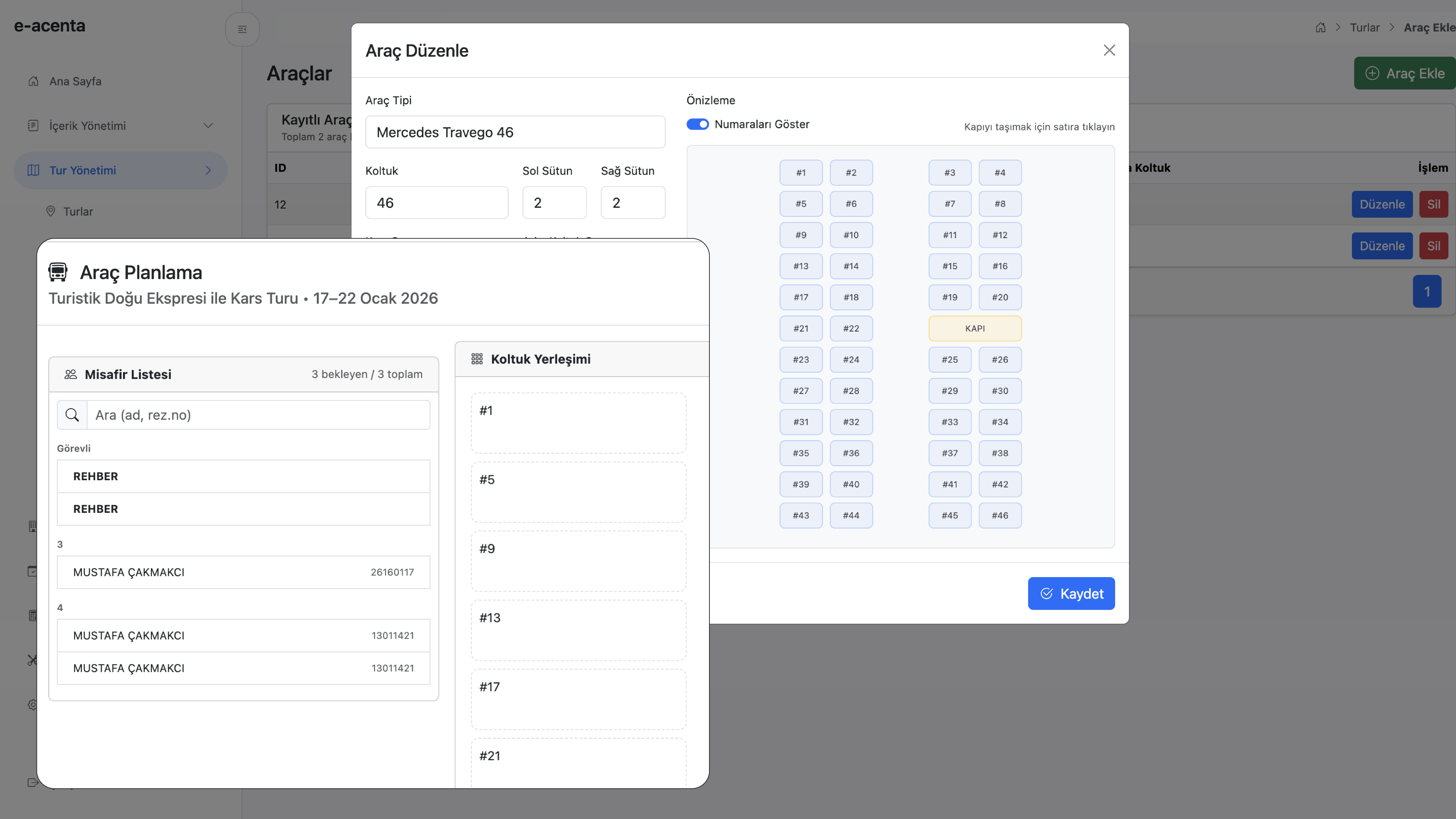 Araçlar Modülü ile Tur Araçlarını Kolayca Yönetin